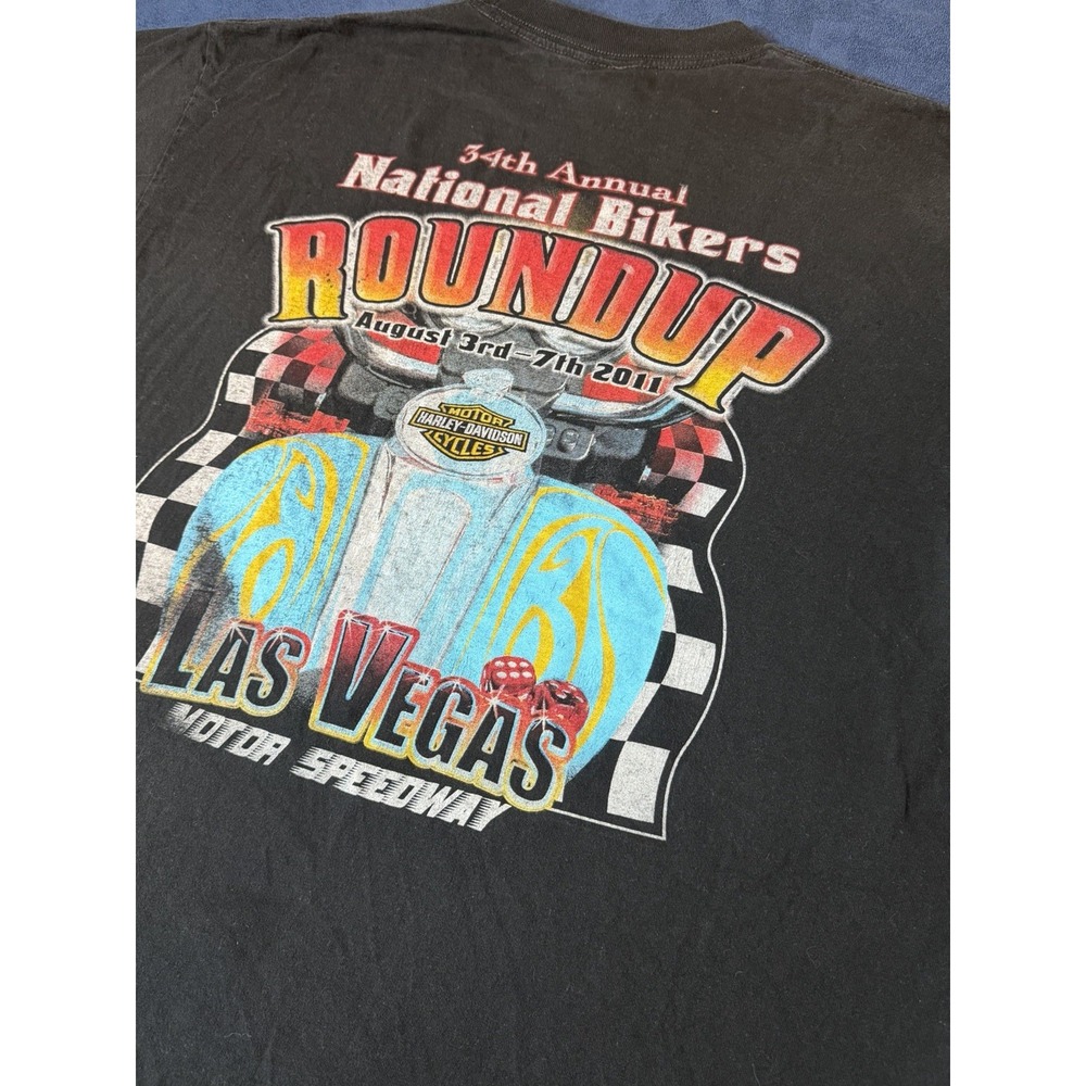 Harley Davidson 2011 Las Vegas Bikers T Shirt Adult XL Black Shaka Active